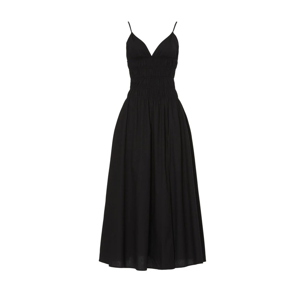 Sau Lee Dress Women's Small 2 Smocked Bodice Midi Sleeveless Strappy Summer Chic